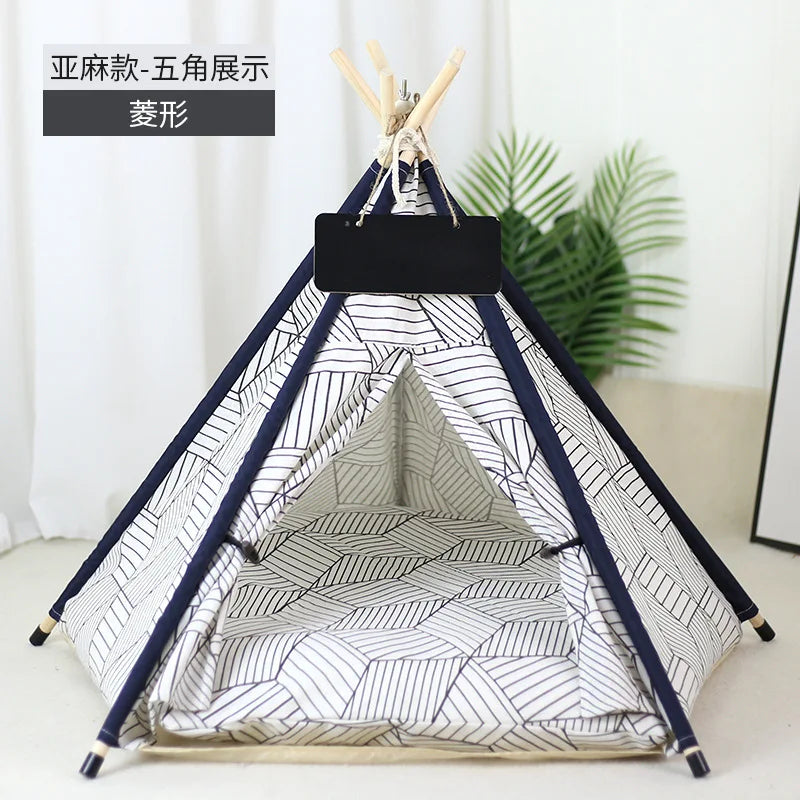 NEW Arrivals Pet Tent House Dog Bed Portable Removable Washable Puppy Cat Indoor Outdoor Korean Kennels Cave with Cushion and Blackboard Pets Supplies