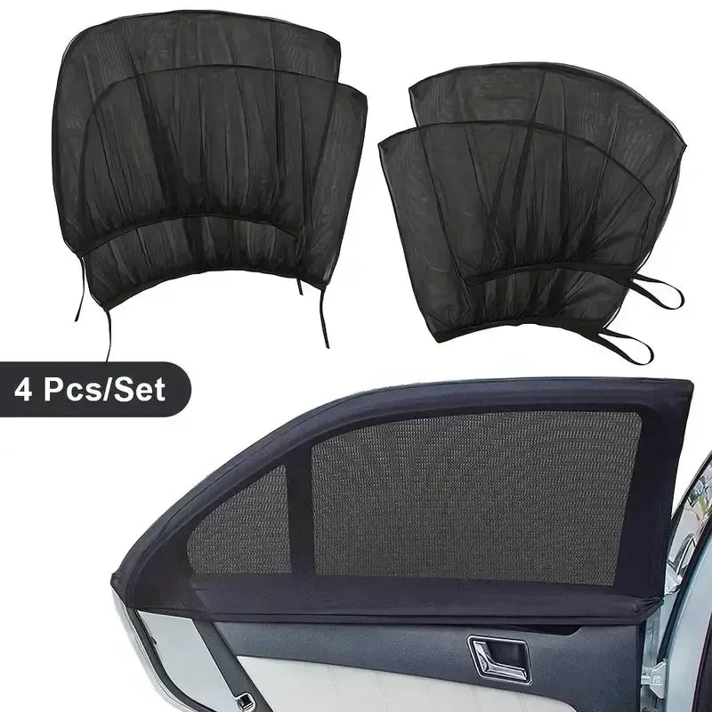 NEW Arrivals 4PCS Set Car Mosquito Screen, Window Mesh, Car Window Mosquito Net, Mosquito Proof Car insect Proof Glass Sunshade Curtains Accessories
