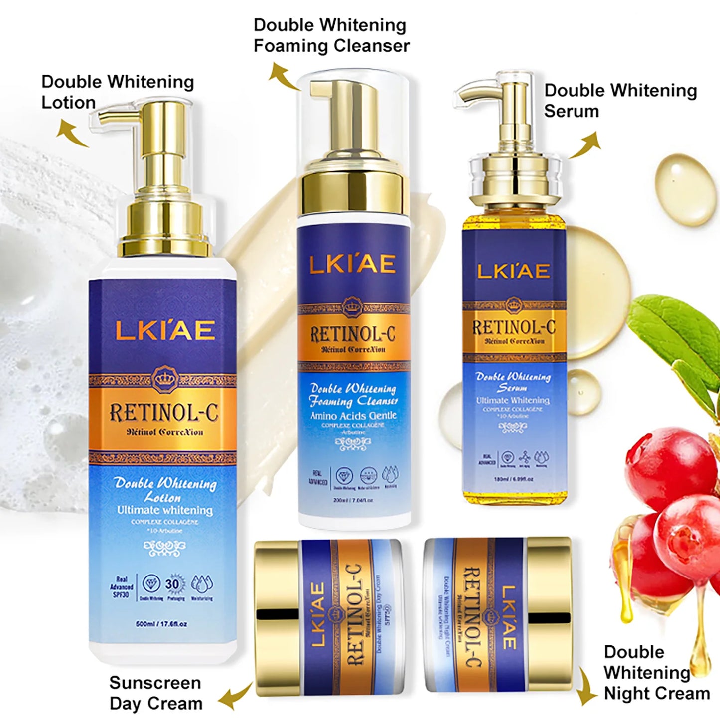 NEW Arrivals 5PCS Set Korean Set Retinol Natural Carrot Oil Shea Butter Facial Deep Cleanser Set Lightening Full Body Korean Cosmetic Set Korean Skin Care Products