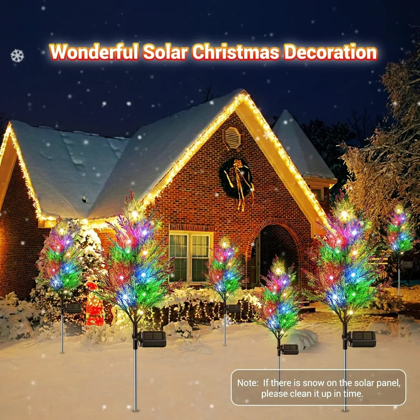 4PCS Outdoor Decoration Christmas Tree Lights Solar Rechargeable Simulation Pine Tree 20 LED Lawn Lights Garden Decoration Lamp
