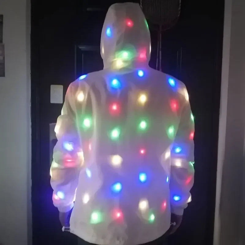 Dancing Costume LED Jacket Luminous Led Cosplay Clothes Halloween Costume Rave Party Clothes Pocket with Zipper