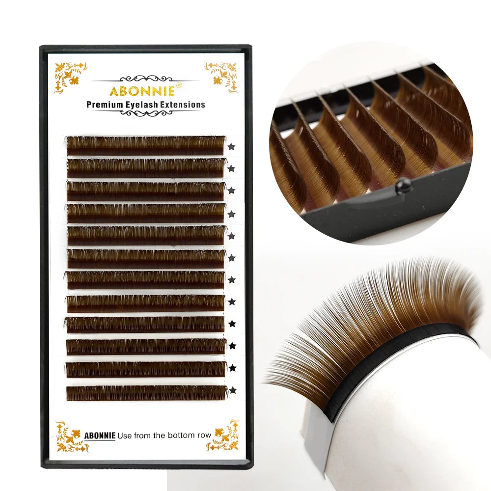 Abonnie Dark Brown Individual Eyelashes Extension Premium Eyelashes 8-15&mix Mink Lashes Professional Classic Lash Extensions