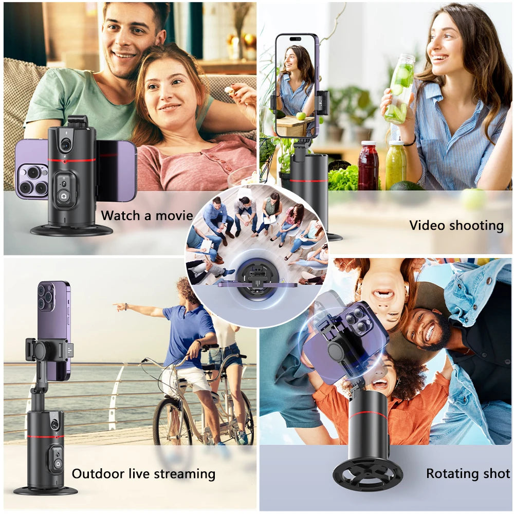 New 360 Rotation Follow-Up Gimbal Stabilizer Monopod Foldable Desktop Tracking Gimbal Stand For YouTube TikTok Instagram Reels Live Photography Smartphones Supplies Mobile Phones Electronics Products Tools