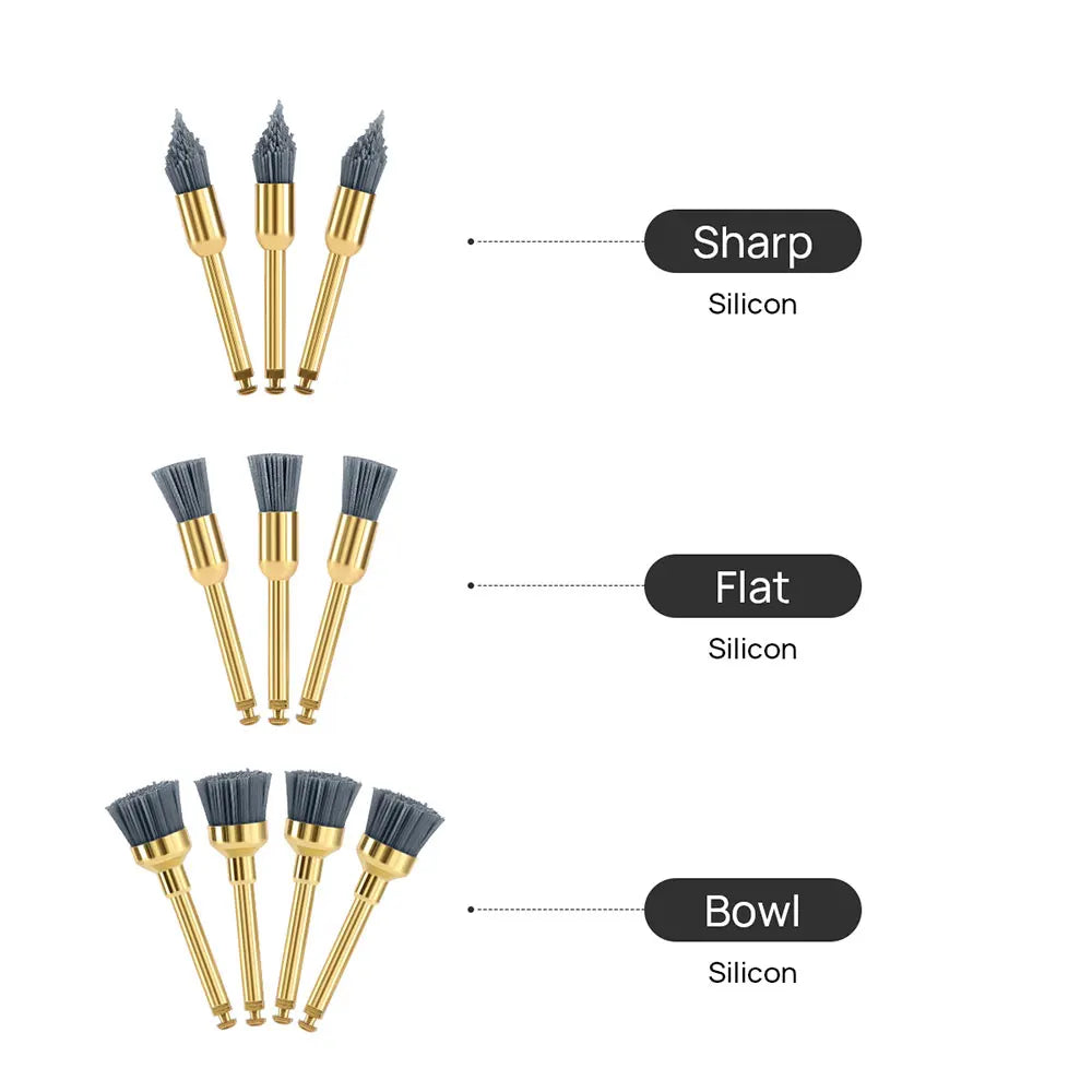 10pcs Dental Polishing Brush Aluminium Oxide/Silicon Carbide Polishing Prophy Brushes For Contra Angle Handpiece