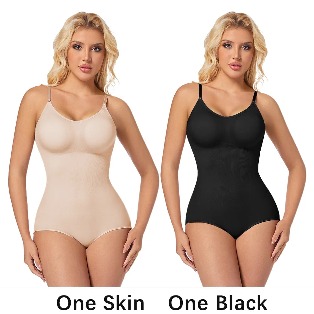 NEW Arrivals 2PCS Set S-2XL Slimming Shapewear Removable Bra Pads Bodysuit Body Shaper Women Seamless Tummy Control Slimming Sheath Flat Belly for Underwear