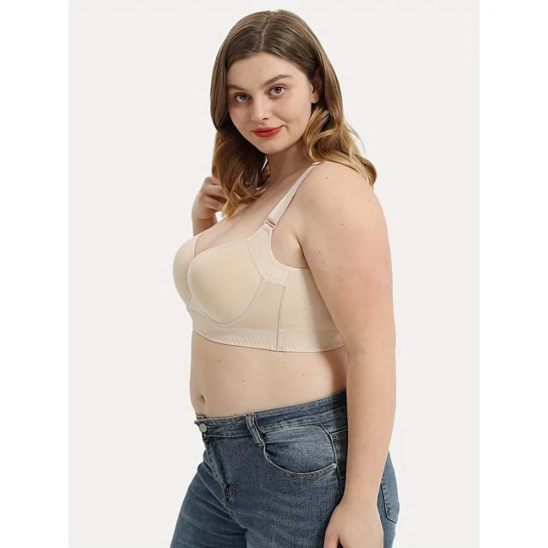 NEW Arrivals 2PCS- PLUS SIZE Chubby Women's Back Smoothing Bra Hides Back Fat Full Coverage Comfortable Seamless Bra Push-Up Bra Curvy Ladies Underwear Sets
