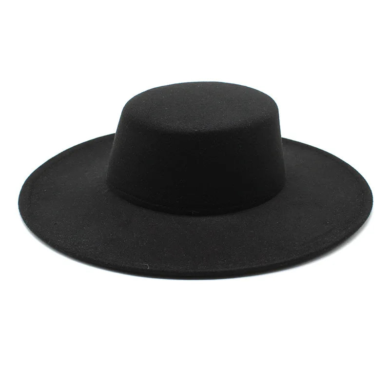 NEW Arrivals 8 Colors 56cm-58cm French Women's Luxury Hat Big Wide Brim 10CM Fedora Hat Autumn Winter Spring Cotton Wool Derby Wedding Jazz Hats Flat Top Felt Hat Ladies Luxury Fashion Apparel Accessories