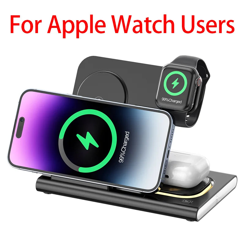 NEW Arrivals 300W Foldable 3 In 1 Wireless Charger Stand Pad Desktop Fast Charging Station For iPhone 16 15 14 13 Samsung Apple Watch Air Pods Mobile Phones Accessories Electronic Supplies