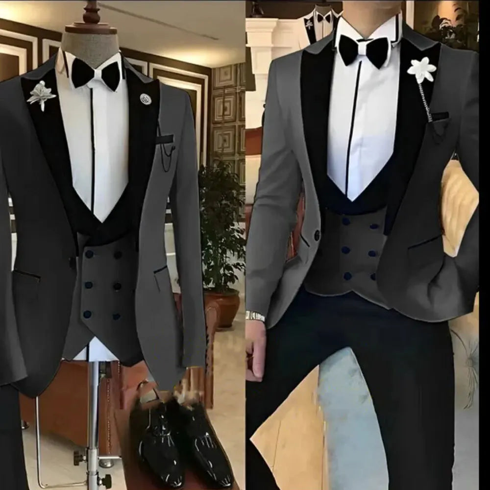 Low-Price Sales are Limited NEW 3PCS Set S-6XL PLUS SIZE 7 Colors Business Blazer Wedding Costume Men's Suit Groom Best Man Wedding Banquet Suit Men Luxury Fashion Clothing Supplies