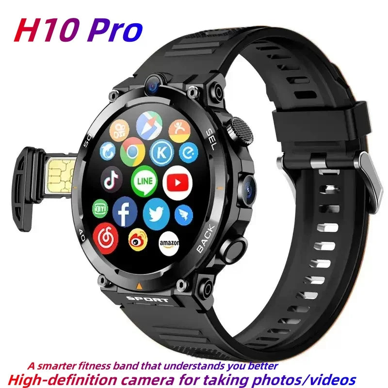 NEW Arrivals H10 Smart Watch 4G 256GB Net Global WI-FI 17 Languages with Multifunctional Sports Round Screen Smartwatch NFC Positioning for Fitness GPS Tracker