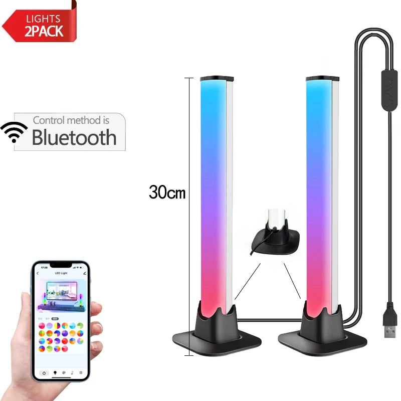 NEW Arrivals 30/55cm RGB Backlight Bar Desktop Atmosphere Light LED Music Rhythm Sensing Decoration Lamp Gaming Bedroom Festival Night Light