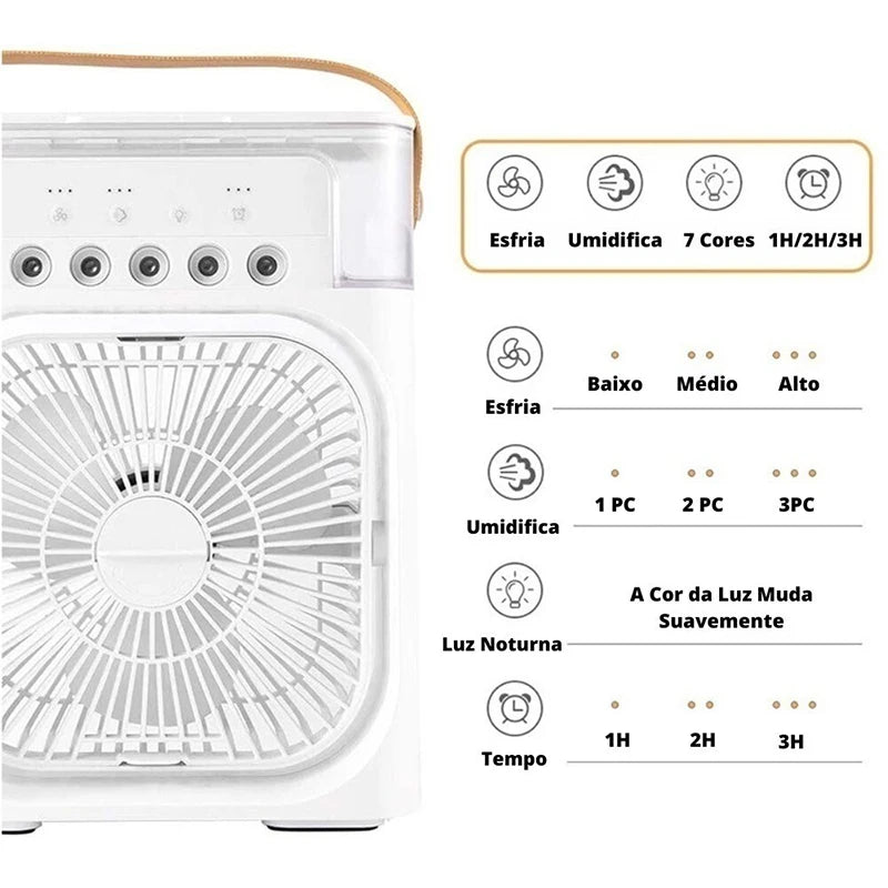 5 Sprays with 7 Color Led Ligh,6 Inches Air Conditioner Cooling Fan Portable Fan Air Cooler Mini Fan Air Humidifier