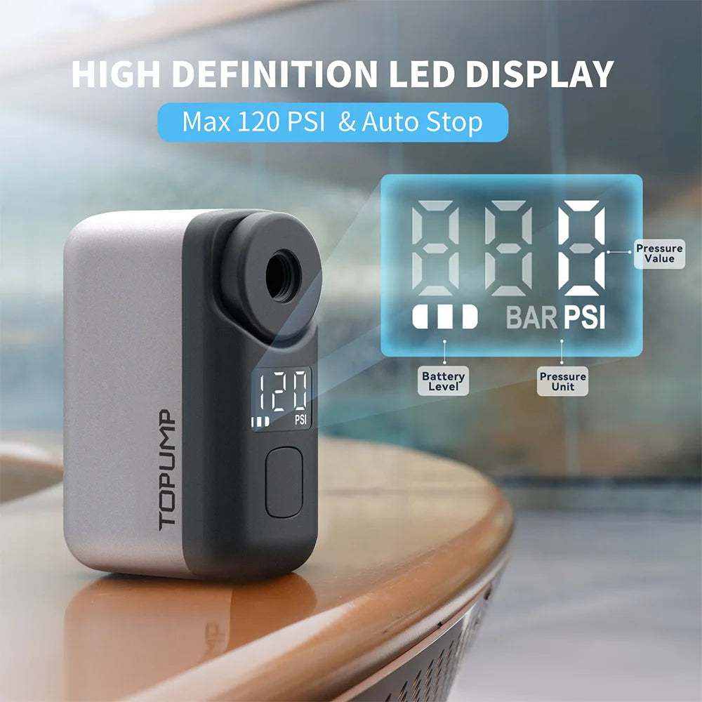NEW Arrivals TB2 PRO Mini Portable Electric Pump Set for Bike Cordless Tire Inflator 120PSI Max 450mAh Battery with Screen Fast Charging