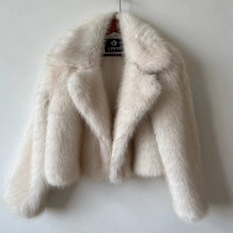 NEW Arrivals 3 Colors Luxury Brand Autumn Winter Women Fur Coat Women Short Lazy Wind Fox Fur Jacket Snow Clothes Evening Party Nightclub Outfit Cropped Fluffy Casaco De Pele Feminino