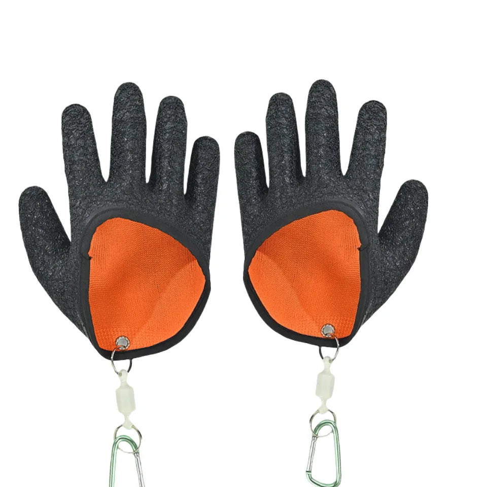 2 PCS Set Fishing Catching Gloves Magnet Release Anti-Slip Protect Hand From Puncture Scrapes Waterproof Fishing Gloves Home Gardening Gloves