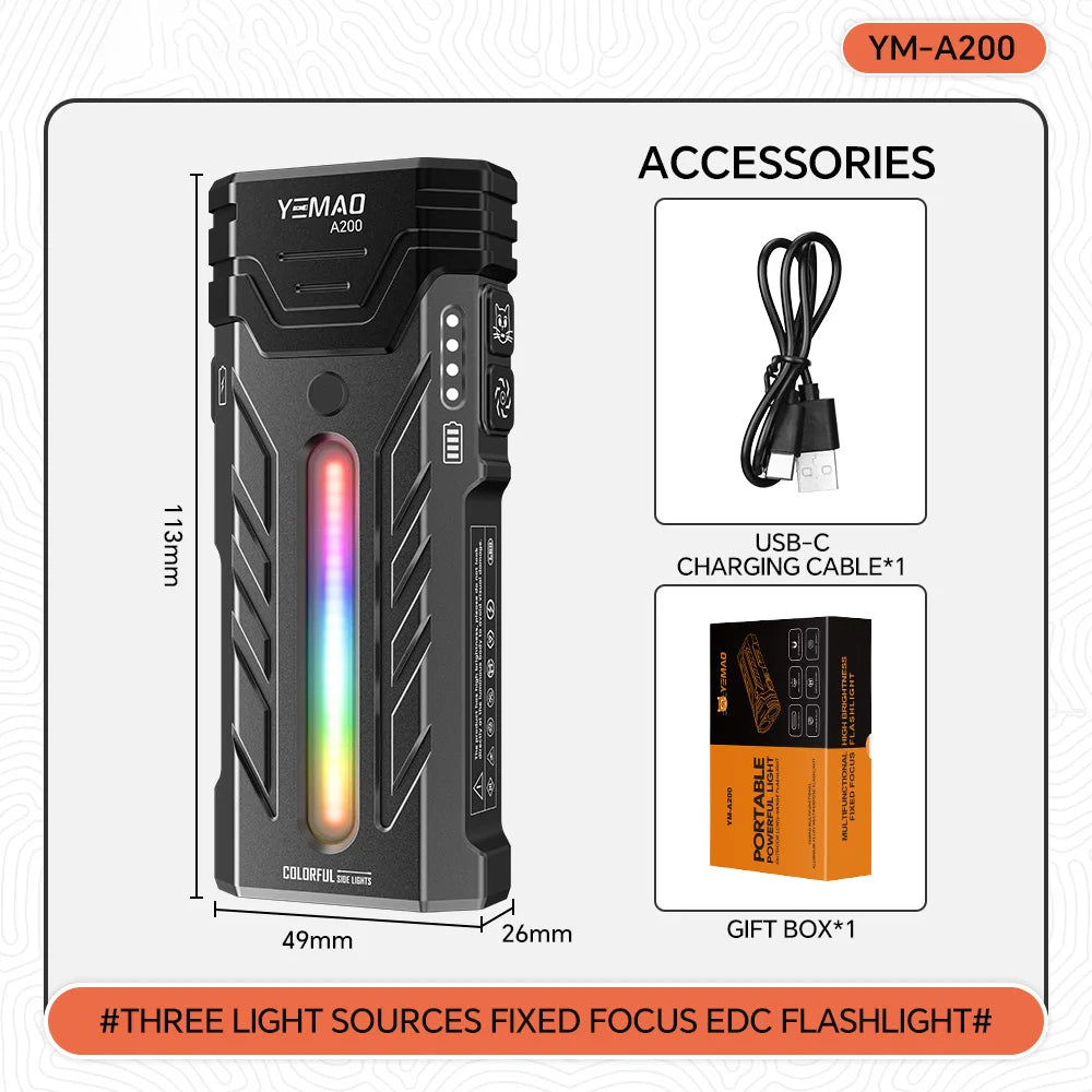 NEW Arrivals 2PCS Set 5200LMS Innovative Multi-Functional Portable LED Flashlight with Magnetic Torch, Perfect for Hiking Camping Adventures