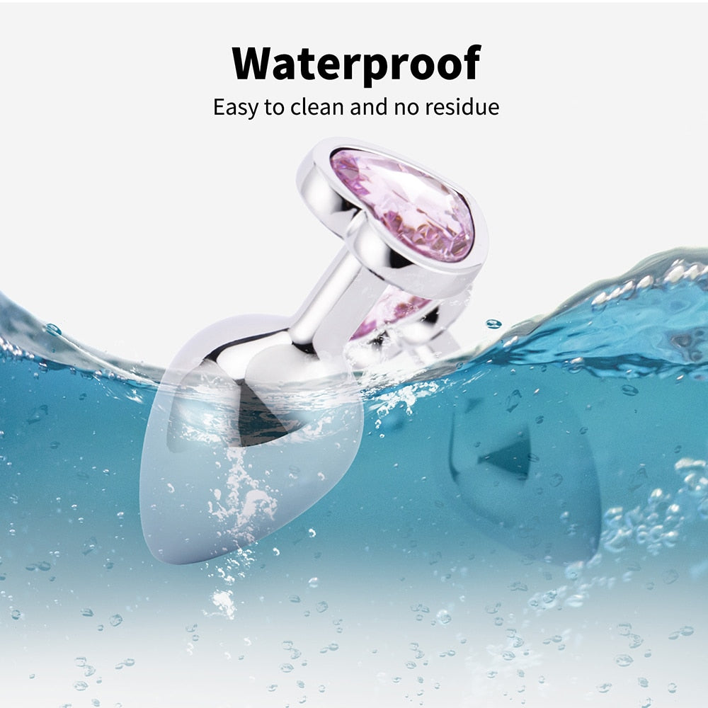 3 Sizes Anal Plug Mini Heart Smooth Metal Stainless Steel Crystal Butt Plug Stimulator Smaller Anal Sex Toys For Men Women Anus