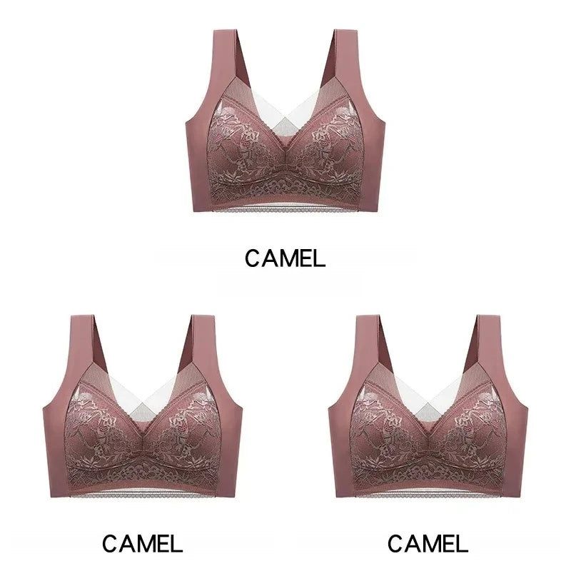 NEW Arrivals 3PCS Set 6 Colors/Patterns L-6XL(115KG) Women's Push Up Bralette Wireless Bras - 5cm Natural Lift, Seamless Lace Plus Size No Underwire Comfort