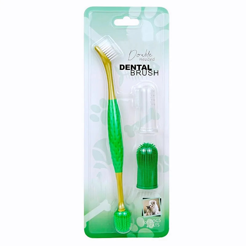 3 PCS Set Dog Toothbrush Set Pet Toothbrush Double Head Rotating Toothbrushes for Dog Teeth Cleaning Oral Care Cat Toothbrushes Pet Supplies