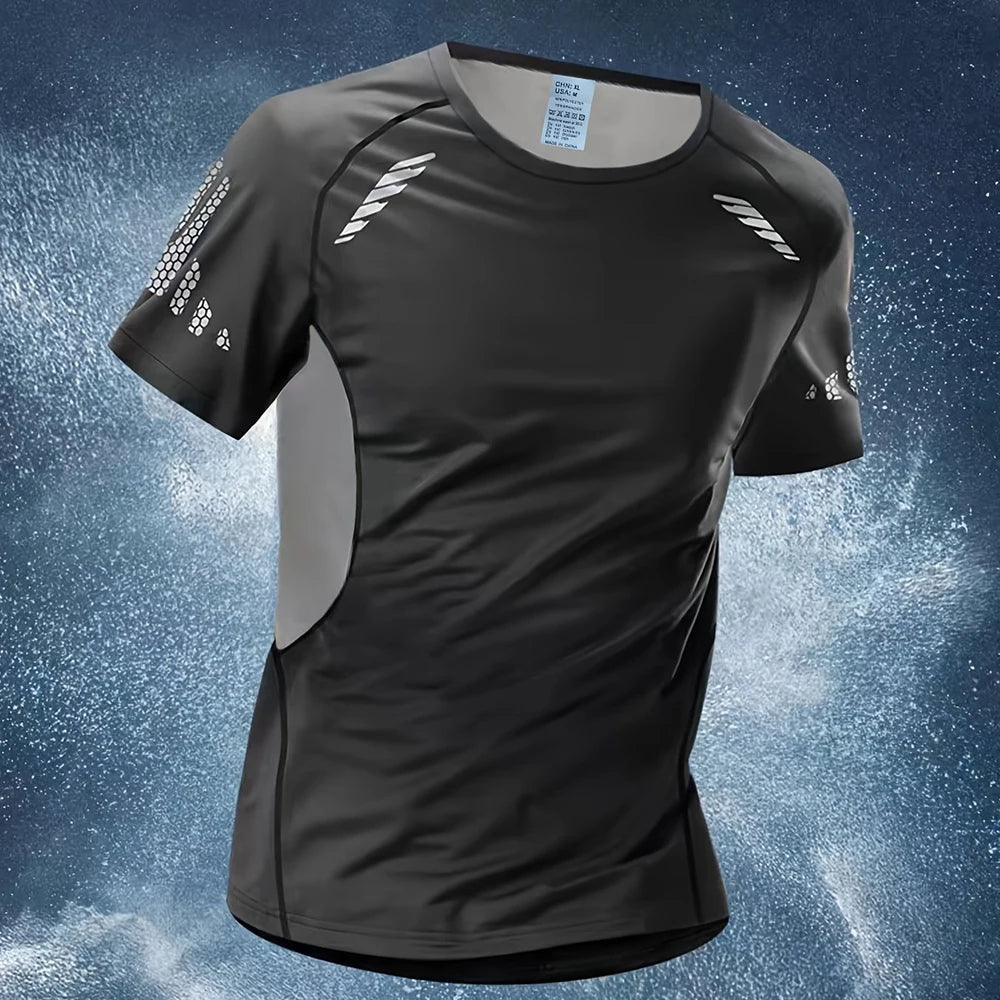 NEW S-5XL Plus Size Men's Running Sports T-Shirts Casual O-Neck Short Sleeve Tops Outdoor Fitness Cycling Gym Loose Tees Summer Breathable Comfortable Sports Apparel Accessories