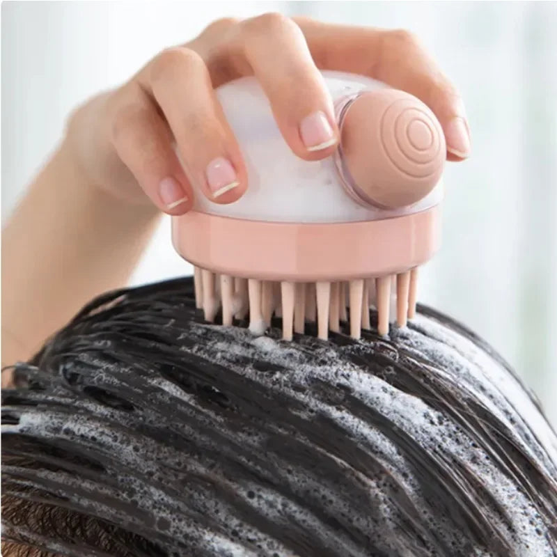 1pc Adding Liquid Shampoo Brush Minimalist Style Manually Shower Cleaning Shower Brush Comb Silicone Massage Brush Hair Brush