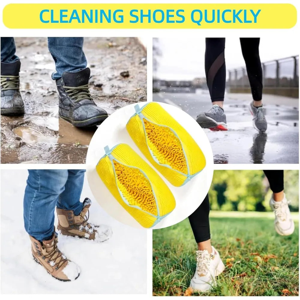 NEW Arrivals Durable Shoe Washing Machine Bag for All Shoe Types-Yellow with Blue Zipper, Ideal for Sneakers and Casual Shoes, Laundry Wash Bag