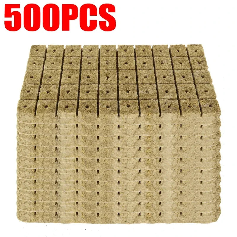 NEW Arrivals 100-200-300-500PCS Set Rockwool Hydroponic Grow Media Cubes Garden Seedling Block Water Cultivation Plant Seed Sowing Germination Blocks Home Garden Supplies