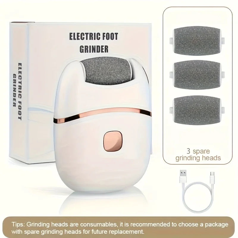 NEW 3 Heads Set Rechargeable Electric Foot Grinder for Thick Faux Leather USB Personal Care Tool with Interchangeable Heads Grooming Tool