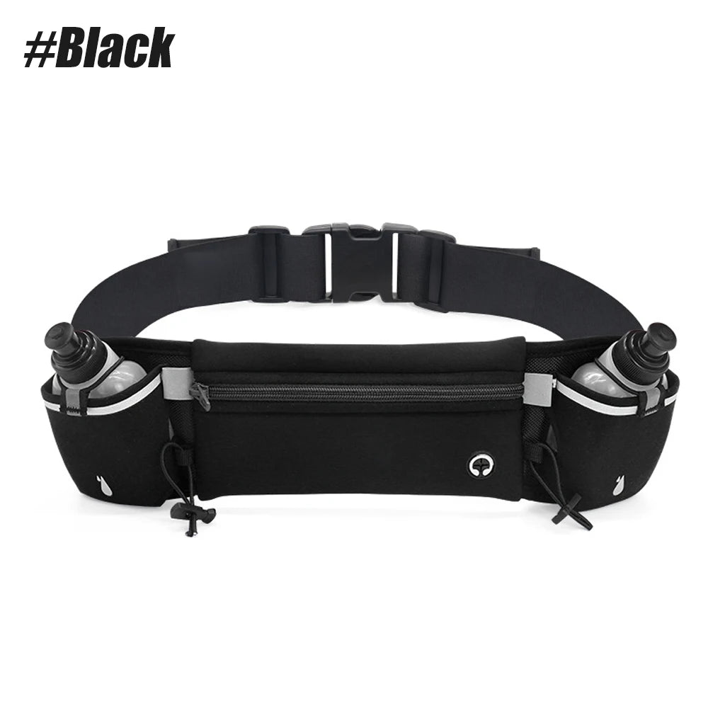 NEW Marathon Trail Running Belt with Double Water Bottles, Fanny Pack Fits 7 inches Phones, Waist Pack for Outdoor Running Hiking Climbing Waist Bags Sports Supplies