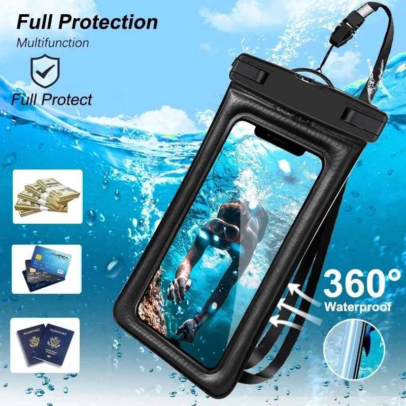 NEW Floating Airbag Waterproof Swim Bag Phone Case For iPhone 11 12 13 14Pro Max Samsung S23 S22 Xiaomi 13 Huawei P30 20 Lite Cover