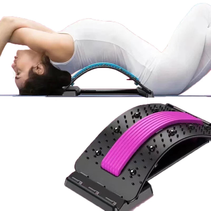 NEW Arrivals Blue/Pink Color Back Magnetic Massager Stretcher Equipment Massage Tools Massage Magic Stretch Fitness Lumbar Support Relaxation Spine Pain Relief Home Sports Supplies