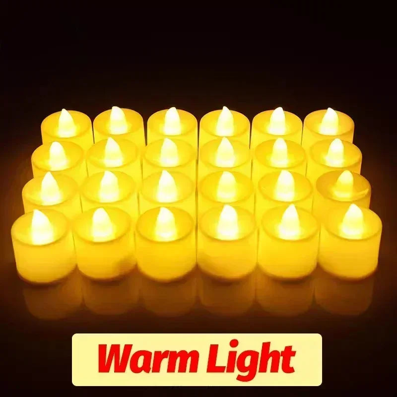 NEW Arrivals 24-48PCS Set Heart-Shape Led Candle Battery-Power Tealight Flameless Electronic Candles Christmas Wedding Party Romantic Atmosphere Decoration Table Lamps