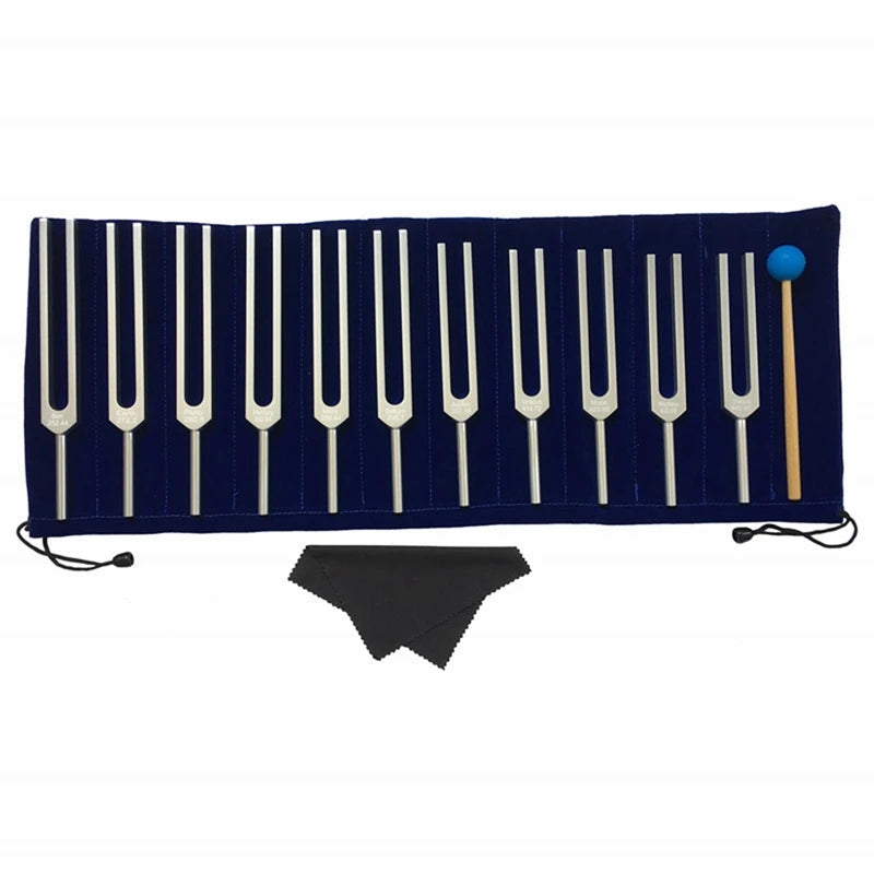 NEW Arrivals 11PCS Set ABME Japanese Tuning Fork Set, For Healing, Sound Therapy, Yoga Meditation With Silicone Hammer Cleaning Cloth And Bag Anti-Stress Depression Reliever Health Care Supplies