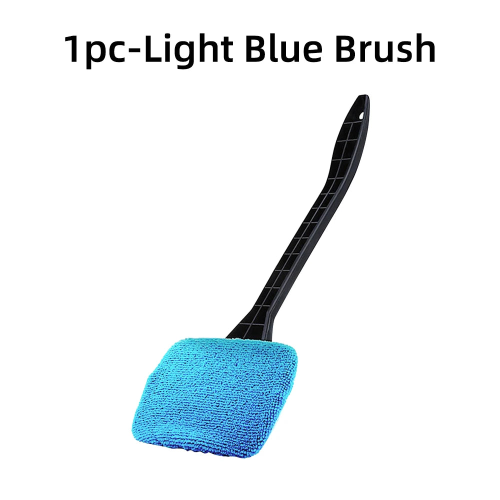 NEW 4PCS Set Car Window Defogging Cleaner Brush Kit Microfiber Windshield Cleaning Tool Auto Interior Glass Wash Wiper Long Handle Reusable Cloth Pads Car Cleaning Accessories