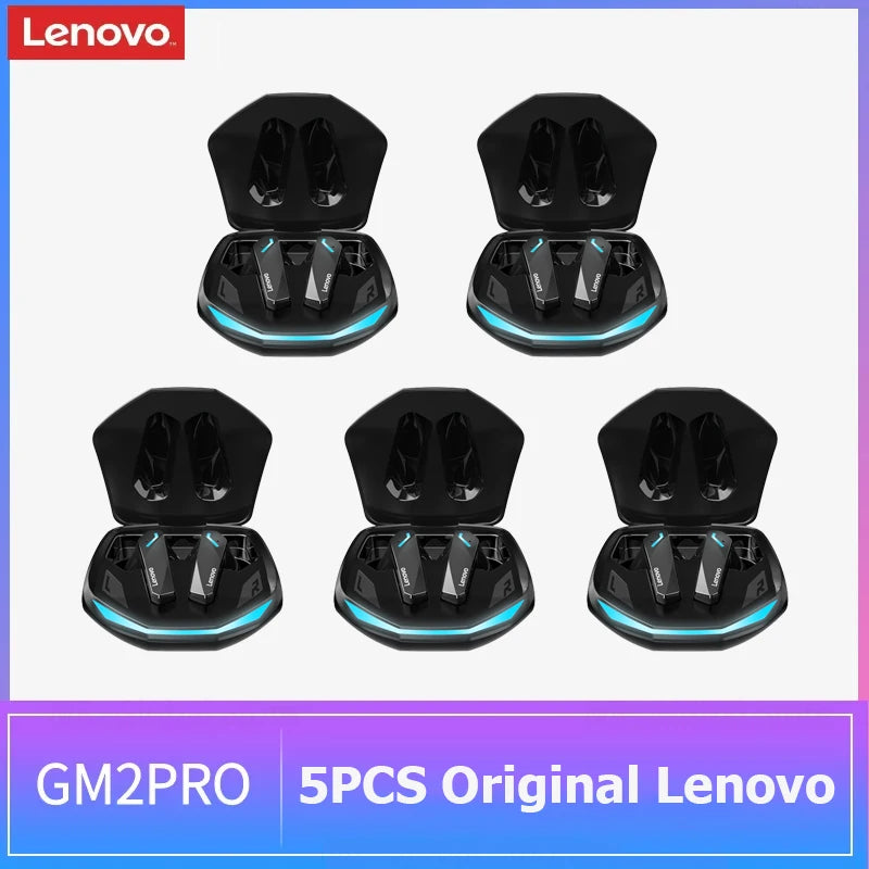 NEW Arrivals 5 PCS Set Original Lenovo GM2 PRO TWS Wireless Headphones Bluetooth 5.3 Earphones Touch Control HD Earbuds Sports Headphone with Mic