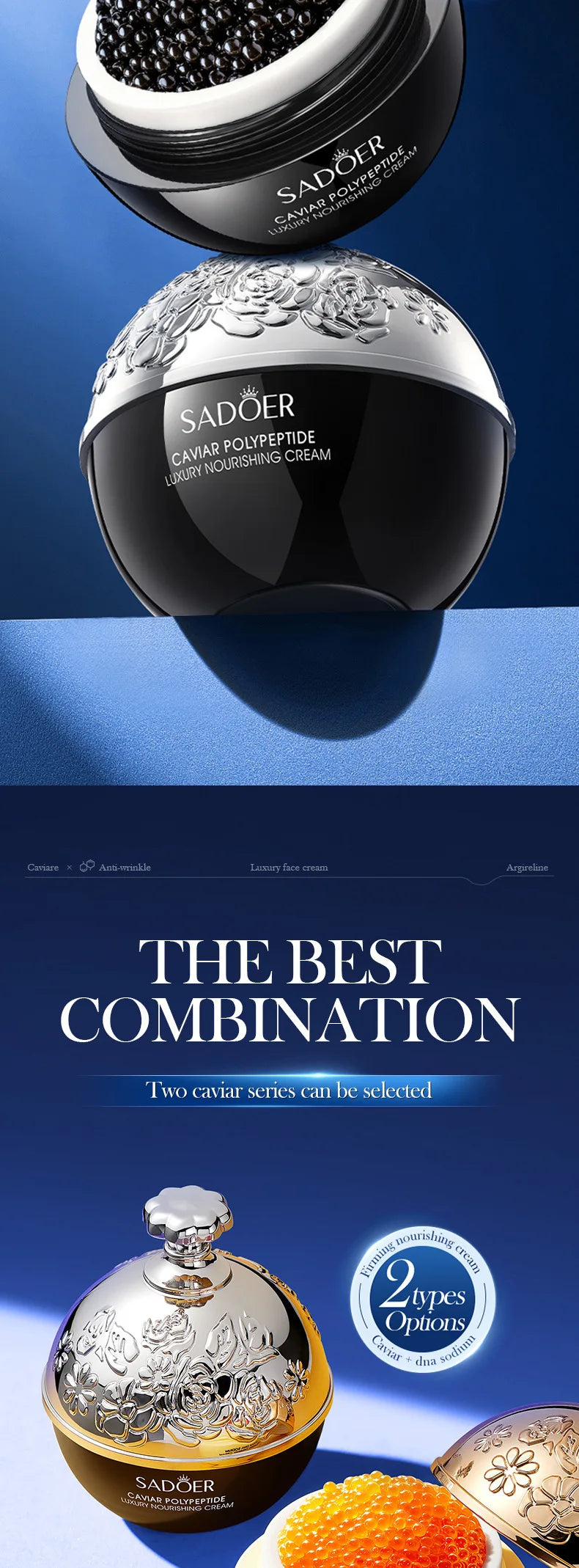 Korean Black Caviar Retinol Instant Remove Wrinkle Face Cream Anti-Aging Firming Lifting Fade Fine Lines Improve Skin Moisturize Brighten Women Skin Care Supplies Korean Products