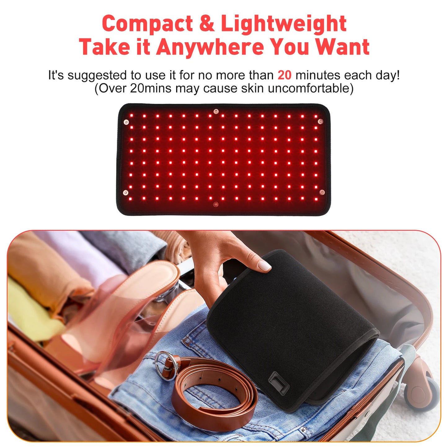 Infrared Light LED Therapy Belt Waist Red Light Heating Massage Belt Pad Lumbar Back Waist Massager for Full Body Pain Relief