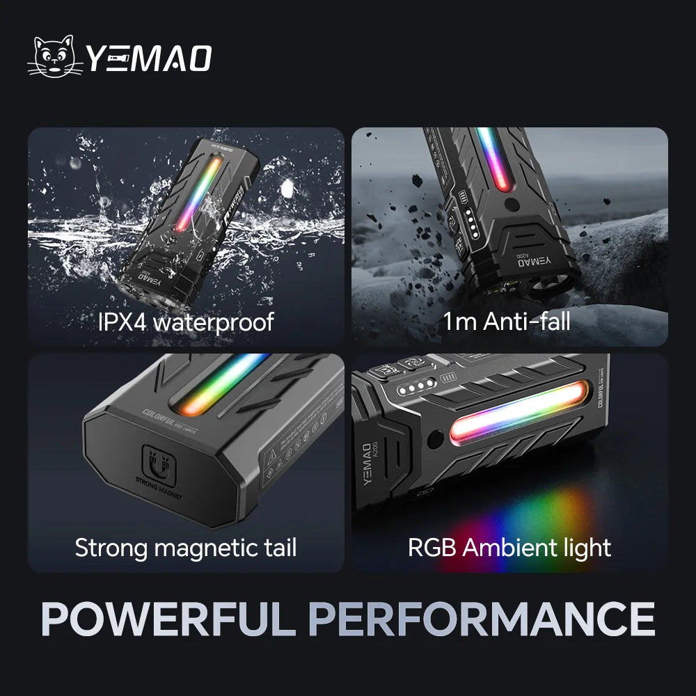 NEW Arrivals 2PCS Set 5200LMS Innovative Multi-Functional Portable LED Flashlight with Magnetic Torch, Perfect for Hiking Camping Adventures