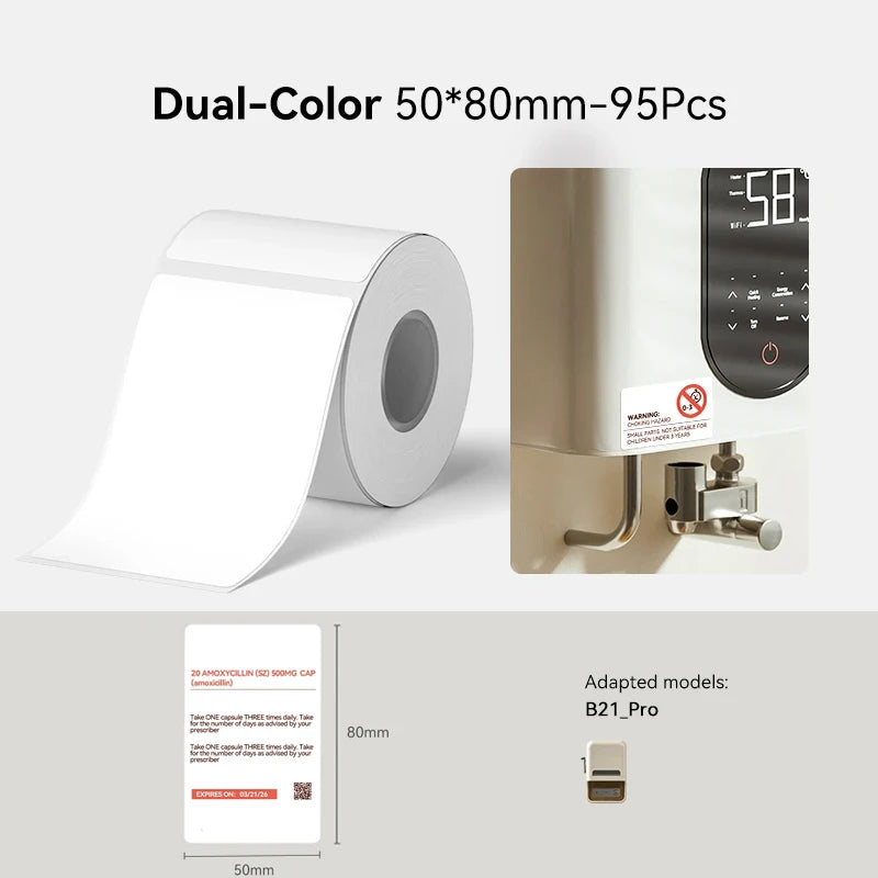 NEW Arrivals Red & Black Dual Color Thermal Label Paper for B21 Pro Printer 300dpi Photo Paper With Adhesive Backing
