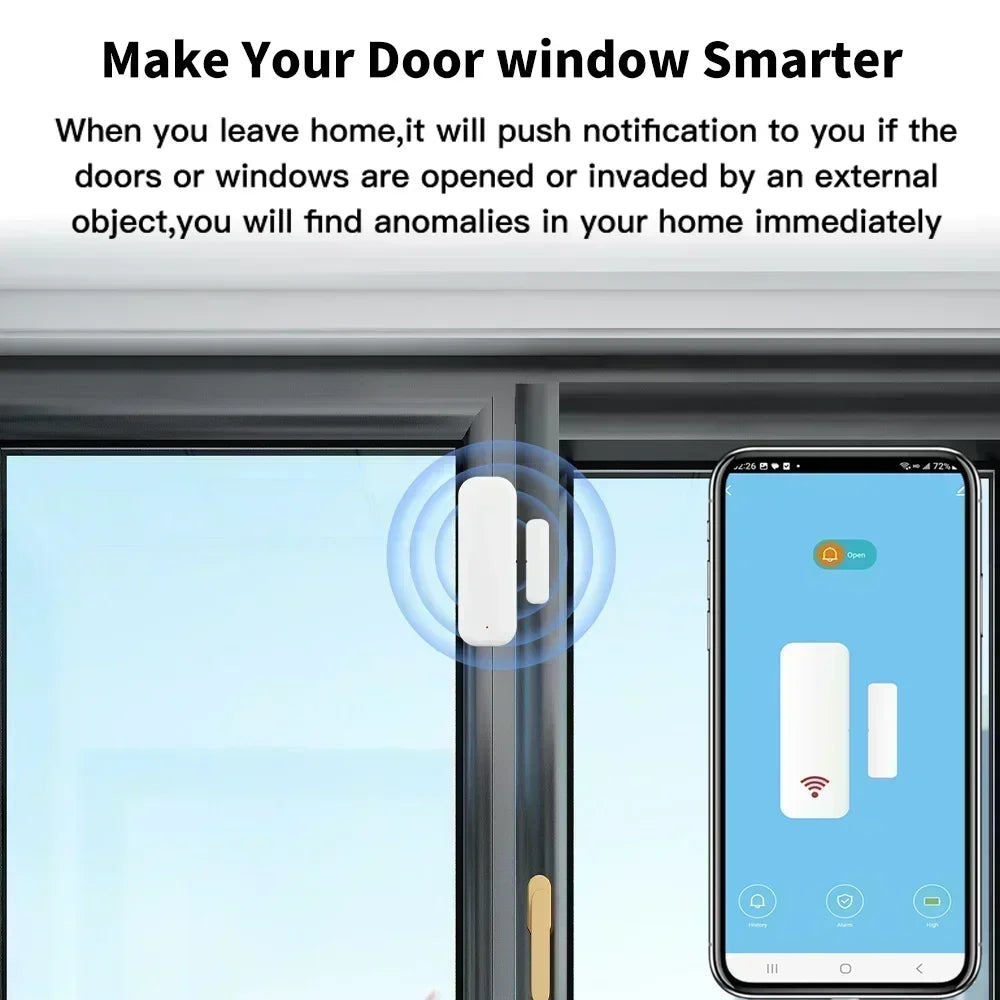 NEW TUYA App Alexa Wi-Fi Door Sensor Window Sensor Smart Home Wireless Door Detector Smart Life APP Remote Control for Alexa Google Home Office Security Supplies