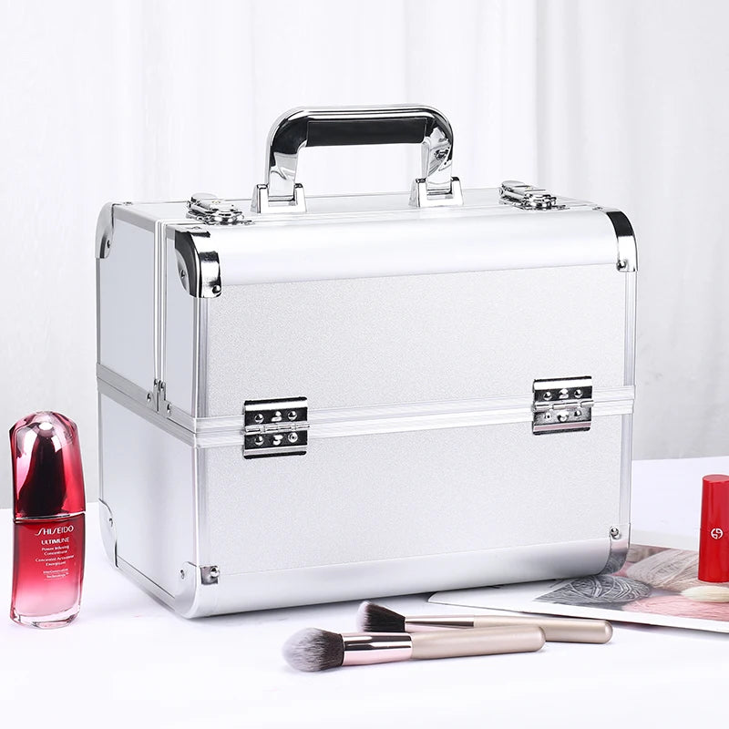 NEW Arrivals 8 Colors Make-Up Train Case Aluminum Alloy Case Pedicure Tool Box with Handle Cosmetic Box Portable Makeup Case Organizer
