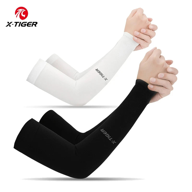 NEW Arrivals 2 Pair Set Cycling Outdoor Running Fitness Gym Arm Sleeves Ice Fabric Anti-UV Sunscreen Running Cycling Sleeve Arm Warmers Women Men Sports Accessories Supplies