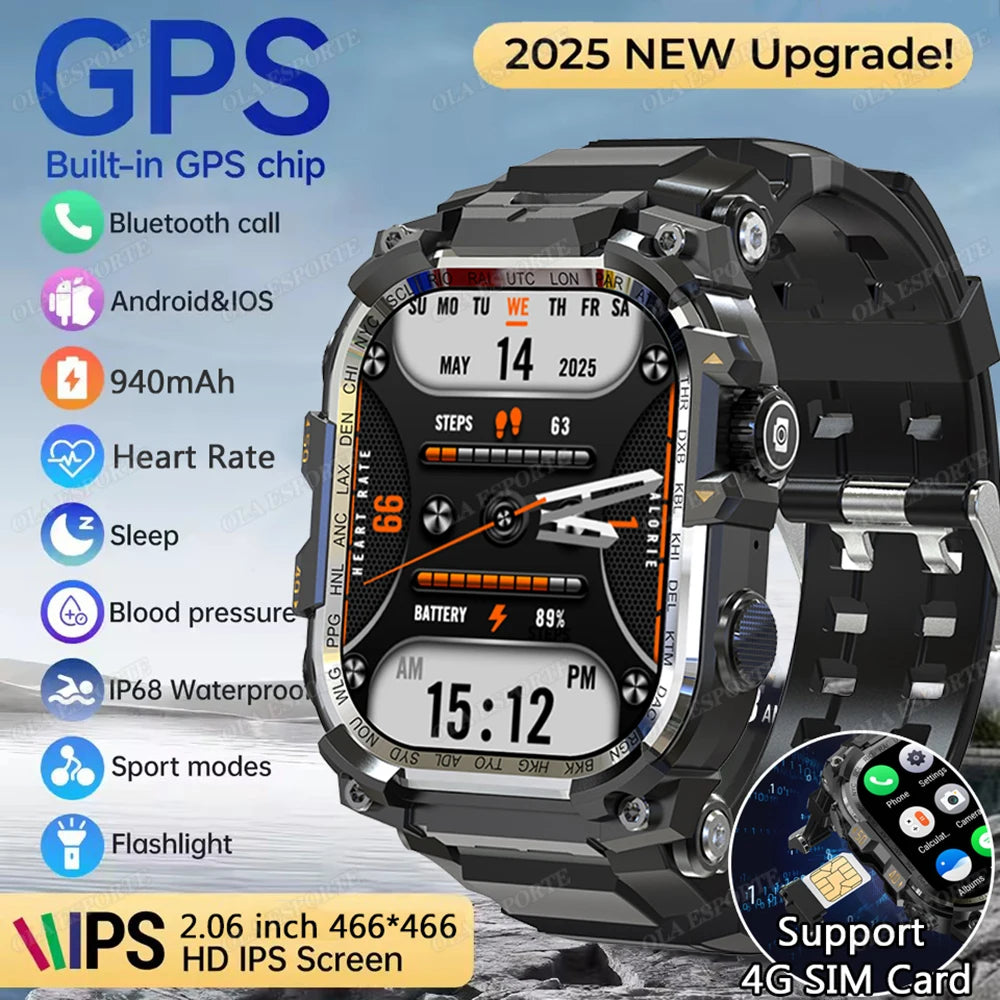 NEW Arrivals Flashlight 4G Android Smart Watch APP Store GPS Tracker 930 mAH Video Chat Rotation Camera Waterproof 4G SIM Card Smartwatch Sports Electronic Supplies