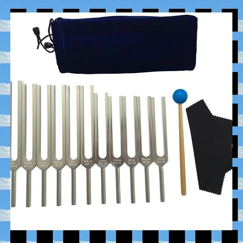 NEW Arrivals 11PCS Set ABME Japanese Tuning Fork Set, For Healing, Sound Therapy, Yoga Meditation With Silicone Hammer Cleaning Cloth And Bag Anti-Stress Depression Reliever Health Care Supplies
