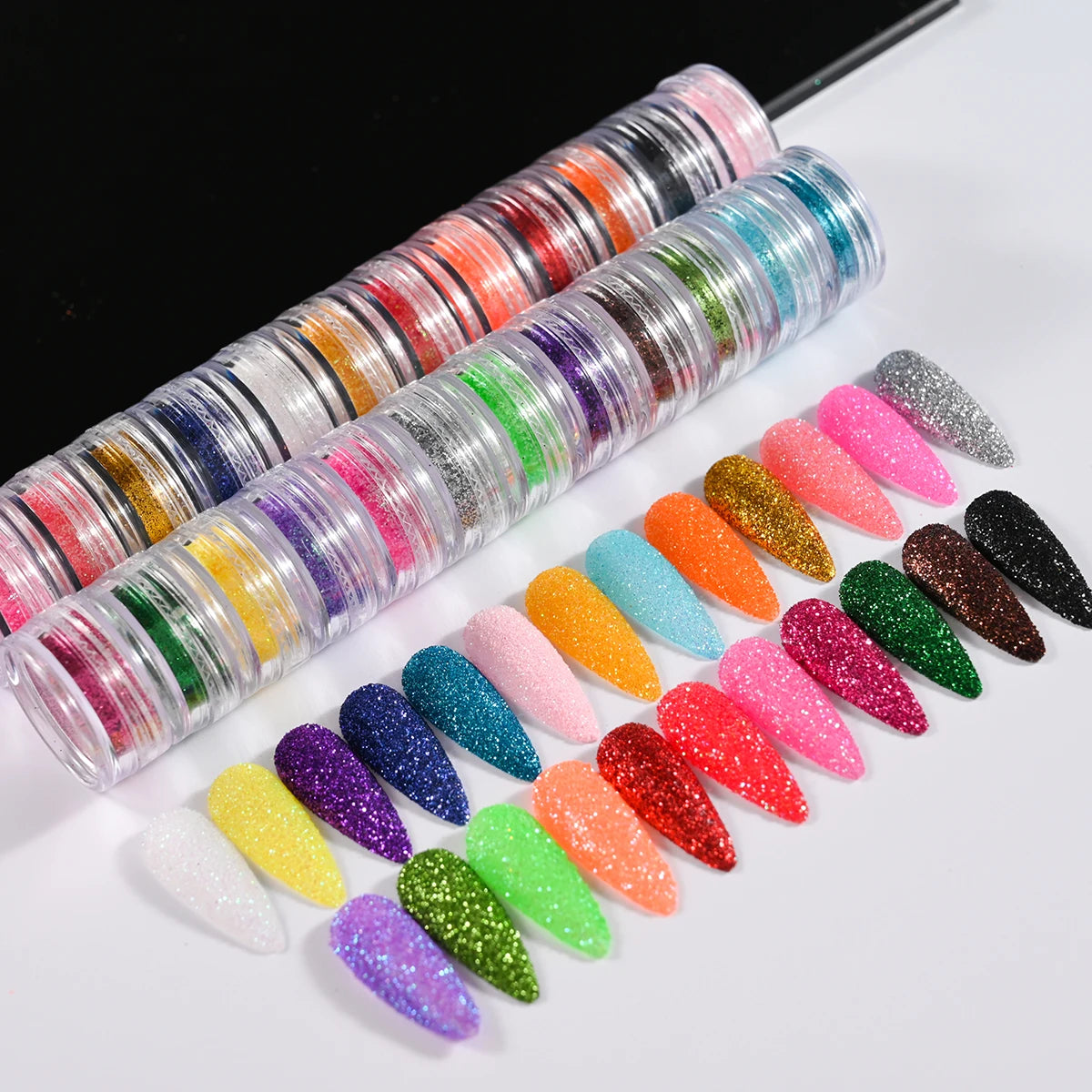 Set Sparkly Holographic Fine Sugar Nail Powder Diamond Chrome Pigment Dust For Gel Polish Glitter Manicure Accessories