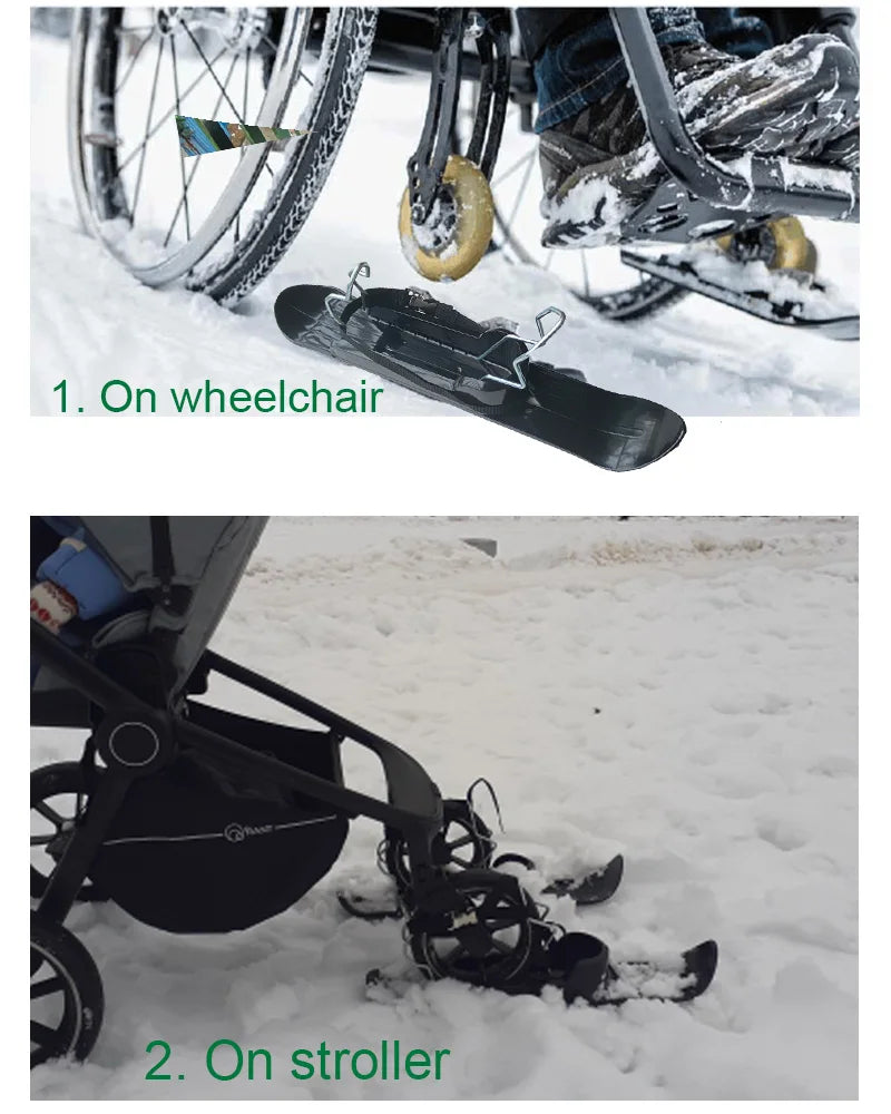 Ski Plate Wheelblades Sled Skiing Board Beach Skateboard Fit Stroller Balance Bikes Disabled Wheelchair Pet Strollers
