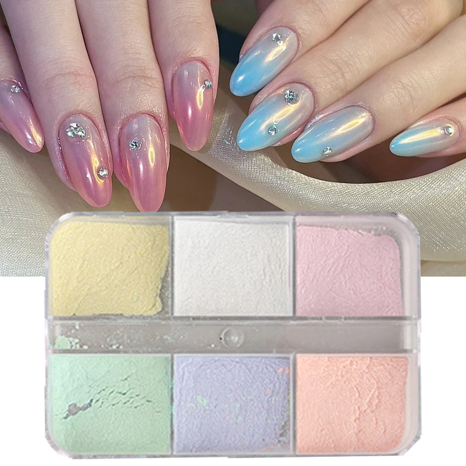 NEW Arrivals Moonlight Mirror Nails Powder Metallic Chrome Effect Pigments Gel Polish Laser Dust Glitter Aurora Shiny Pearl Nail Manicure Accessories Nail Care Products