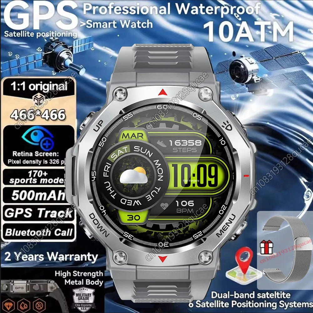 NEW Arrivals GPS Smart Watch 15 Languages 5 ATM Waterproof Built-In Dual-Band GNSS GPS Military Swimming Sport Smartwatch Men New For T-Rex 3 Ultra Kt85 Watch Sports Supplies