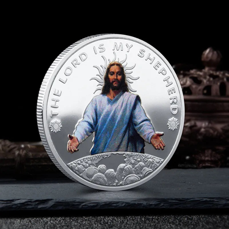 JESUS Commemorative Coin Christ Metal Medallion Gold Plated Silver Coin Religious Coin Collection