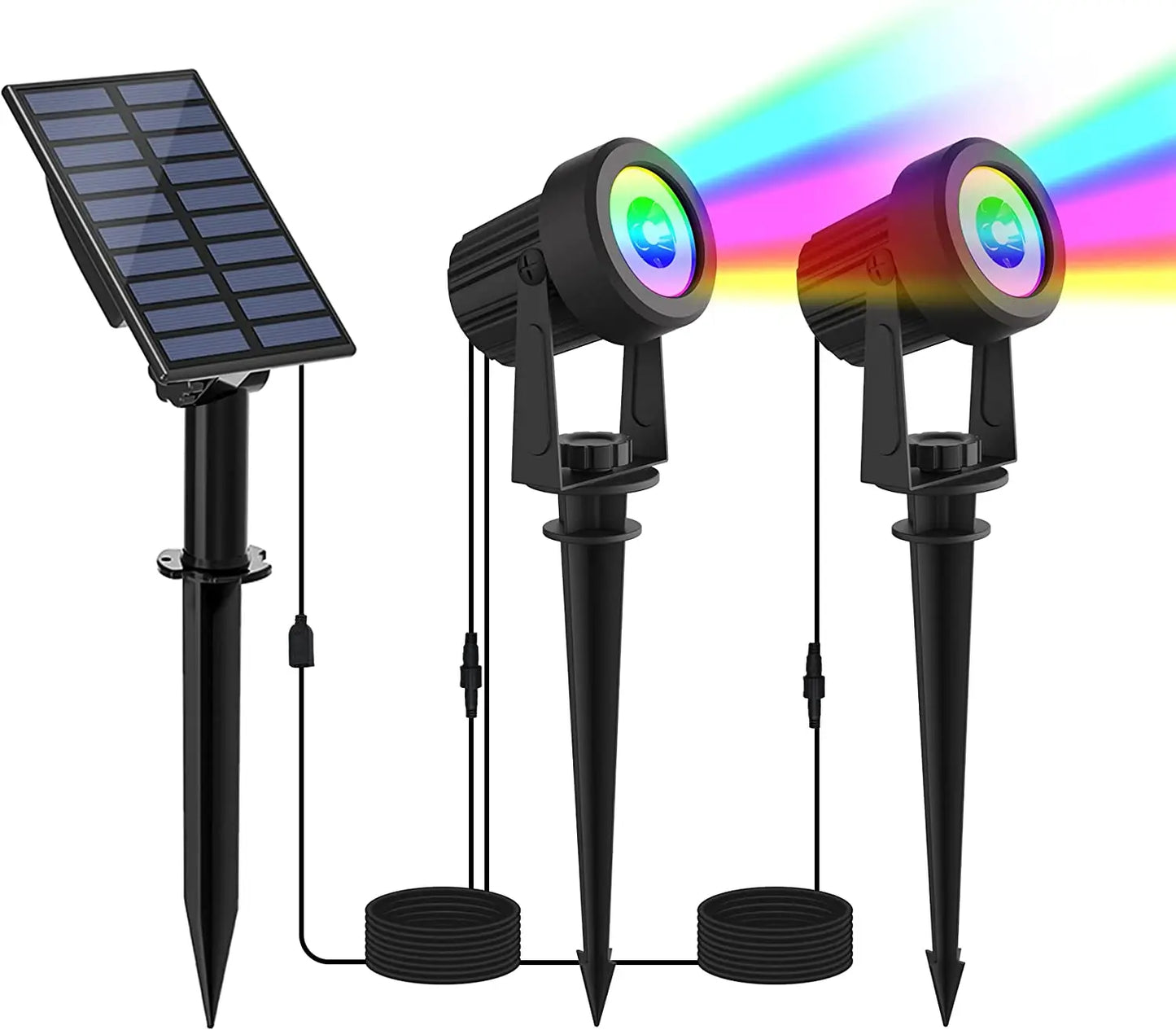 NEW Arrivals 1/2/4/6 LEDS RGB Solar Spotlight IP65 Waterproof Color Changing Outdoor Garden Light For Landscape Tree Solar Street Wall Lamp Home Garden Lighting Supplies